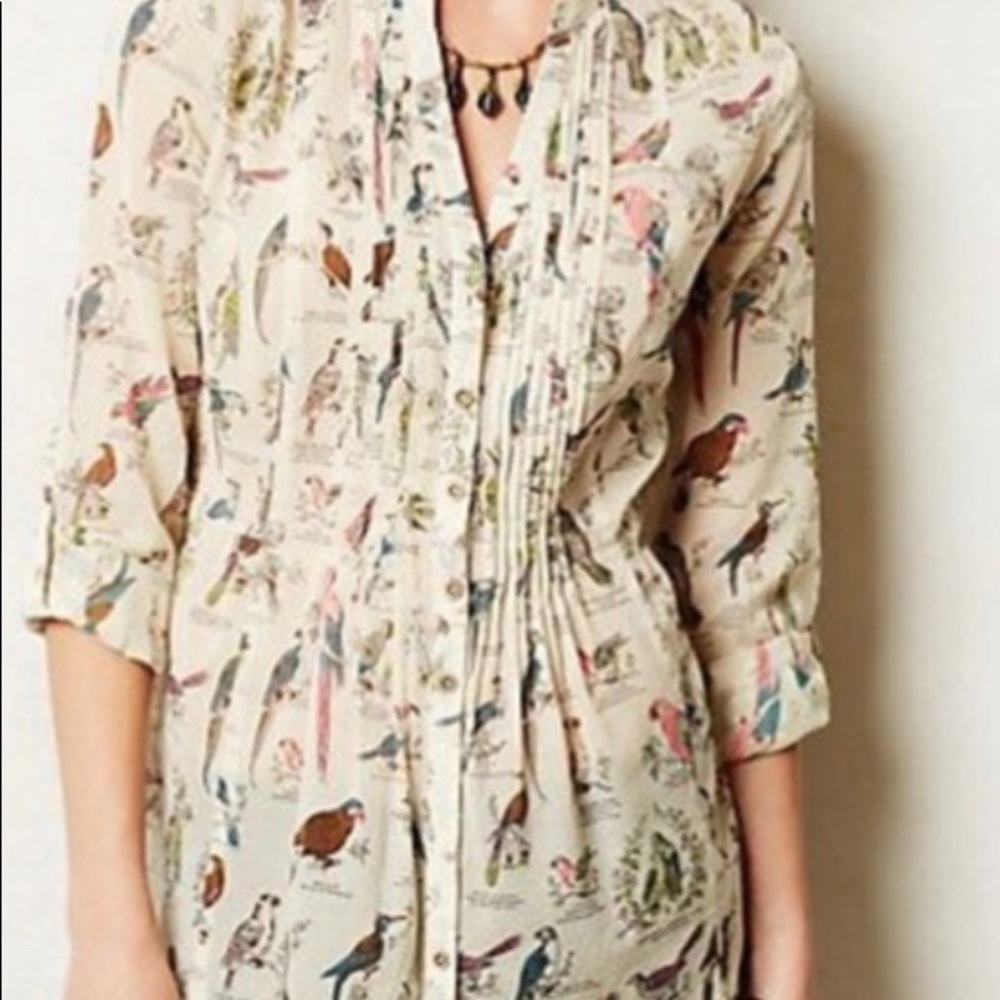 Anthropologie French bird button down top - Picture 2 of 7